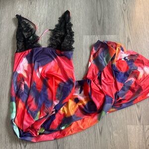 Long Colored and black lace dress